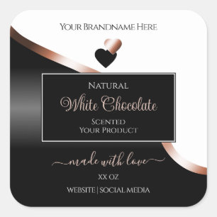 White Black Wavy Rose Gold Hearts Product Labels