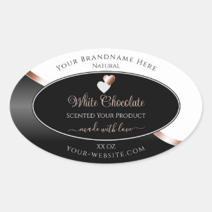 White Black Wavy Rose Gold Hearts Product Labels