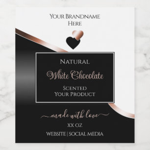 White Black Wavy Rose Gold Hearts Product Labels