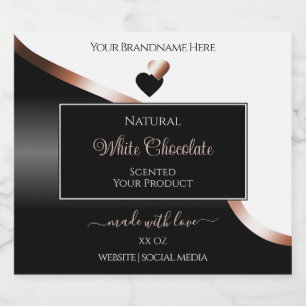 White Black Wavy Rose Gold Hearts Product Labels