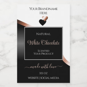 White Black Wavy Rose Gold Hearts Product Labels