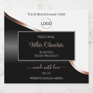 White Black Wavy Rose Gold with Logo Product Label