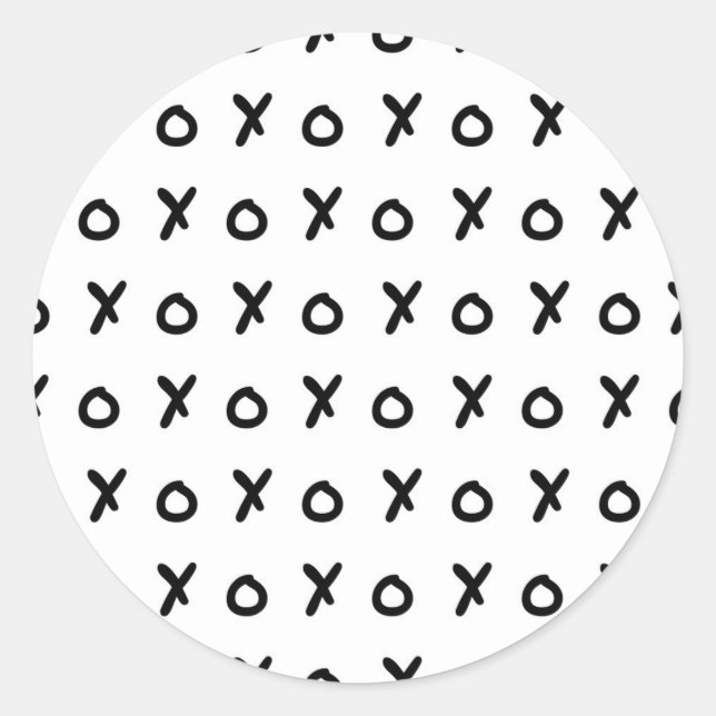 White & Black X O XO X&O's Trendy Cute Classic Round Sticker (Front)