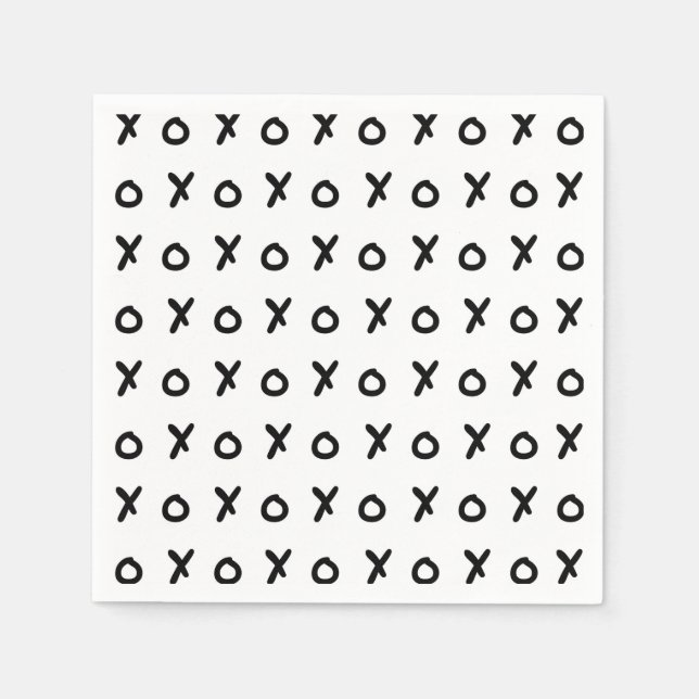 White & Black X O XO X&O's Trendy Cute Napkin (Front)