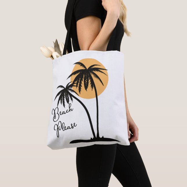 White & Black Yellow Beach Tote Bag (Close Up)