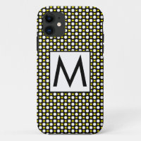 White Black Yellow Polka Dots Initial Letter