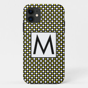 White Black Yellow Polka Dots Initial Letter Case-Mate iPhone Case