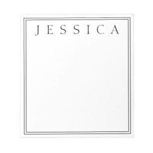 White & Black Your Name Notepad