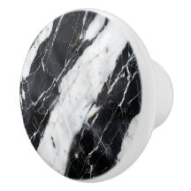 White & BlackFaux Marble Monogram