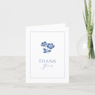 White Blank   Blue Floral Folded Thank You Wedding Card