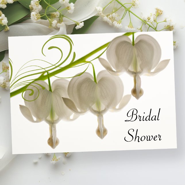 White Bleeding Hearts Flowers Bridal Shower Invitation (Creator Uploaded)