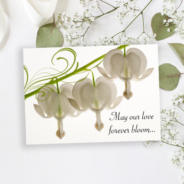 White Bleeding Hearts Flowers Wedding Invitation (Invite guests to your marriage ceremony with the pretty White Bleeding Hearts Wedding Invitation.)