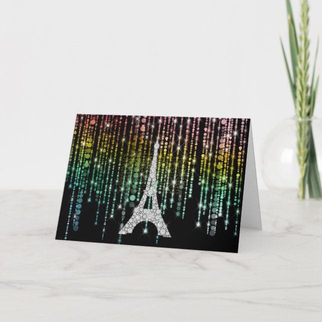 White Bling Eiffel Tower Card (Front)