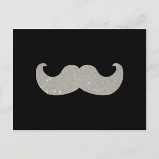 White Bling Moustache (Faux Glitter Graphic) Postcard