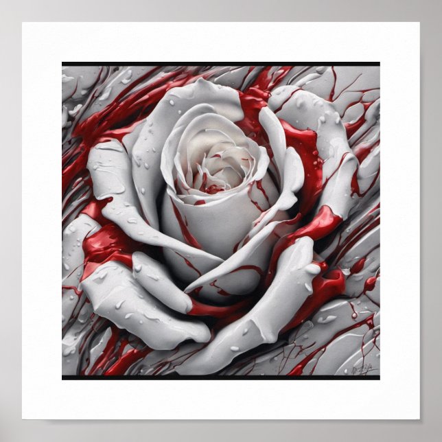 White blood red rose poster (Front)