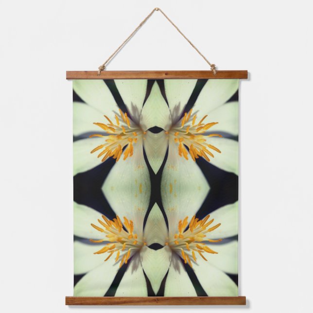 White Bloodroot Flower Close Up Abstract Hanging Tapestry (Front)