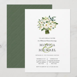 White Bloom   Bouquet Wedding  Rehearsal Dinner Invitation