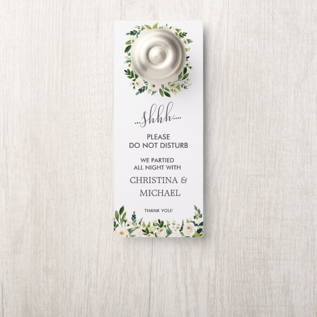 White Bloom  |  Wedding Guest Do Not Disturb Door Hanger (On Knob)