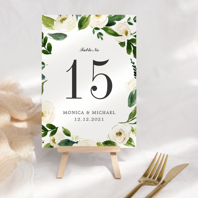 White Bloom  WEDDING Personalized Table Number (Creator Uploaded)