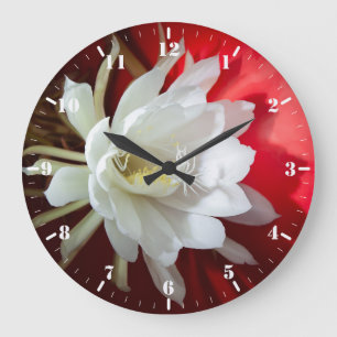 White blooming cactus  large clock