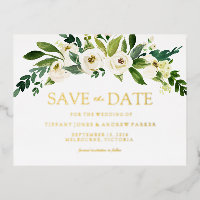 White Blooming Flowers Wedding Save The Date
