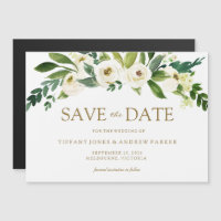 White Blooming Flowers Wedding Save The Date