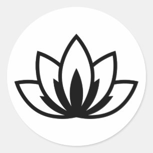White Blooming Lotus Flower symbol Classic Round S Sticker