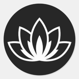 White Blooming Lotus Flower symbol Classic Round S Sticker