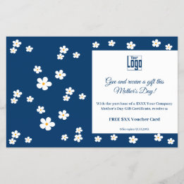 White Blooms Mother's Day Promotion Blue White Flyer
