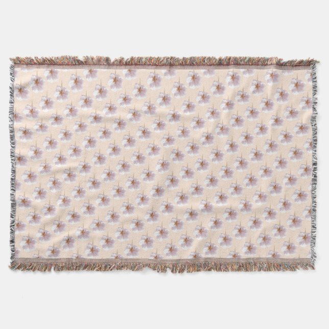 White Blossom Blanket Cherry Blossom Throw Blanket (Front)