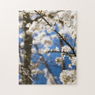 White Blossom blue sky background Jigsaw Puzzle