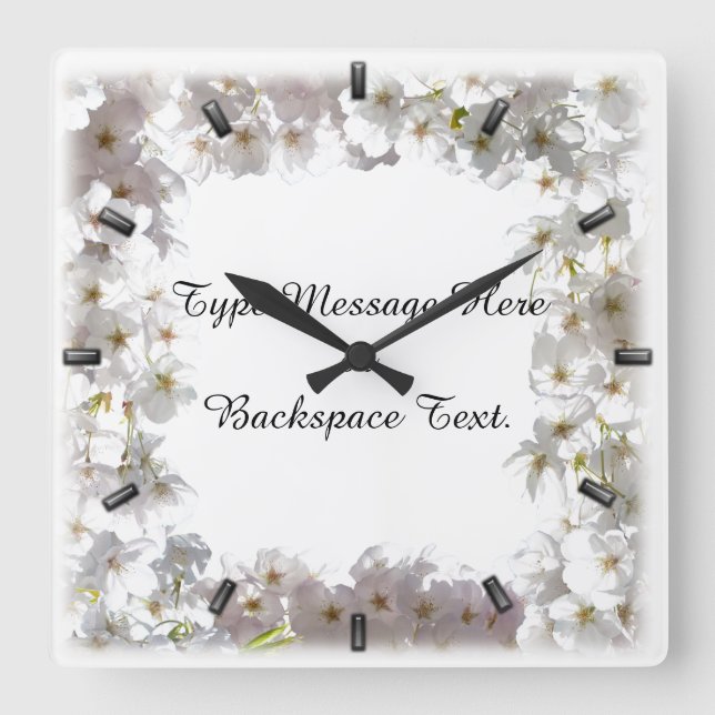 White Blossom Clock Cherry Blossoms Wall Clocks (Front)
