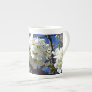 White Blossom Clusters Spring Flowering Pear Tree Bone China Mug