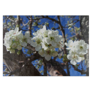 White Blossom Clusters Spring Flowering Pear Tree Cutting Board