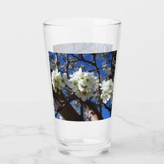 White Blossom Clusters Spring Flowering Pear Tree Glass (Front)