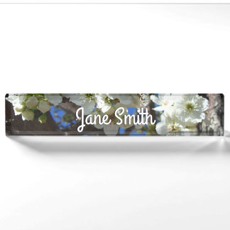 White Blossom Clusters Spring Flowering Pear Tree Nameplate