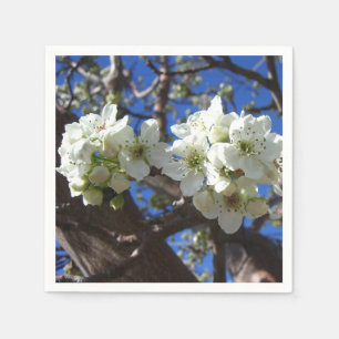 White Blossom Clusters Spring Flowering Pear Tree Napkin