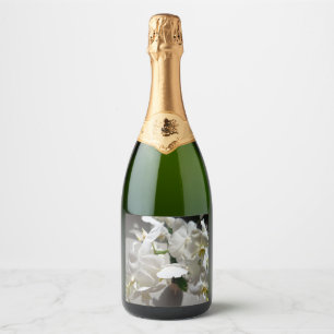 White Blossom Floral Wine Label