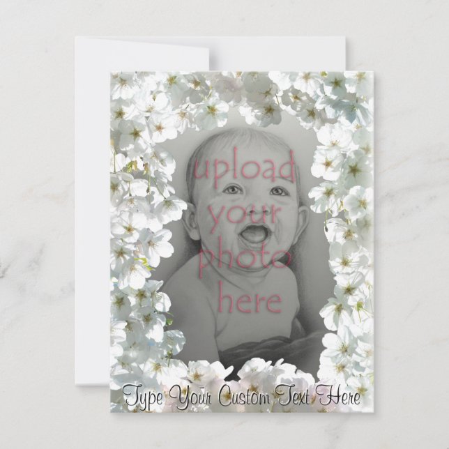White Blossom Invitations Personalised RSVP Cards (Front)