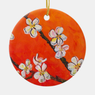 White Blossoming Branch Ceramic Tree Decoration