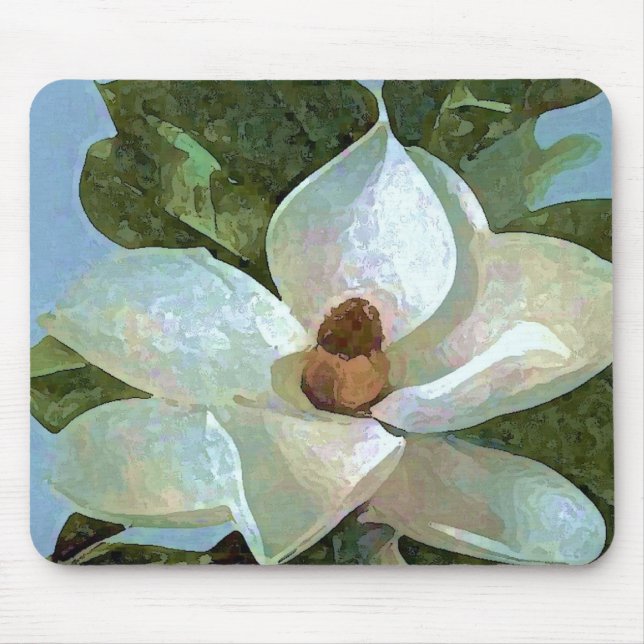 White Blossoming Magnolia Mouse Pad (Front)