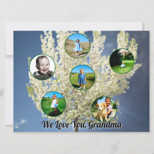 White Blossoming Tree Six Photos Love You Grandma Card