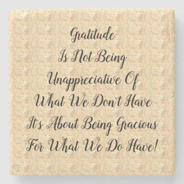 White Blossoms Abstract Gratitude  Stone Coaster (Front)
