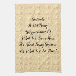White Blossoms Abstract Gratitude Tea Towel