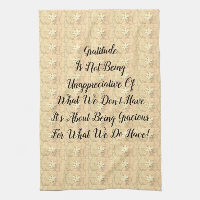 White Blossoms Abstract Gratitude  Tea Towel (Vertical)