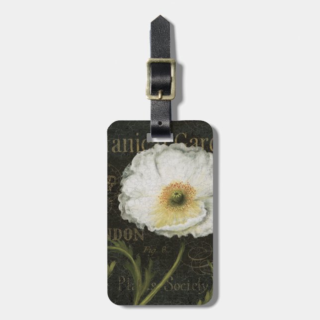 White Blossoms and Leaves Luggage Tag (Front Vertical)