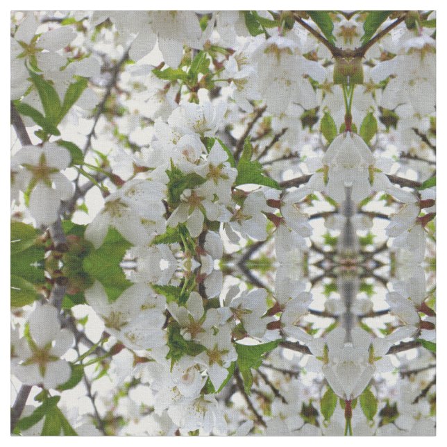 White Blossoms Fabric (Close Up)