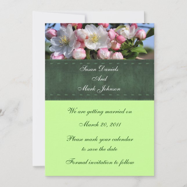 White Blossoms Floral Wedding Save The Date Invitation (Front)