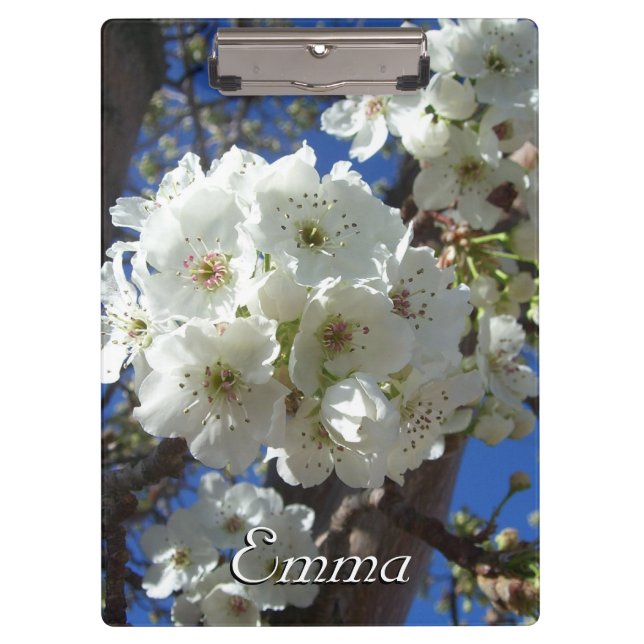 White Blossoms I Ornamental Pear Tree Clipboard (Front)