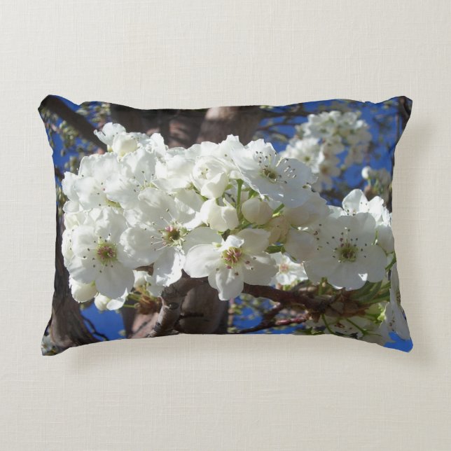 White Blossoms II Spring Flowering Tree Decorative Cushion (Front)